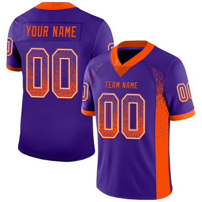 Custom Purple Orange-White Mesh Drift Fashion Football Jersey - Sky-Custom