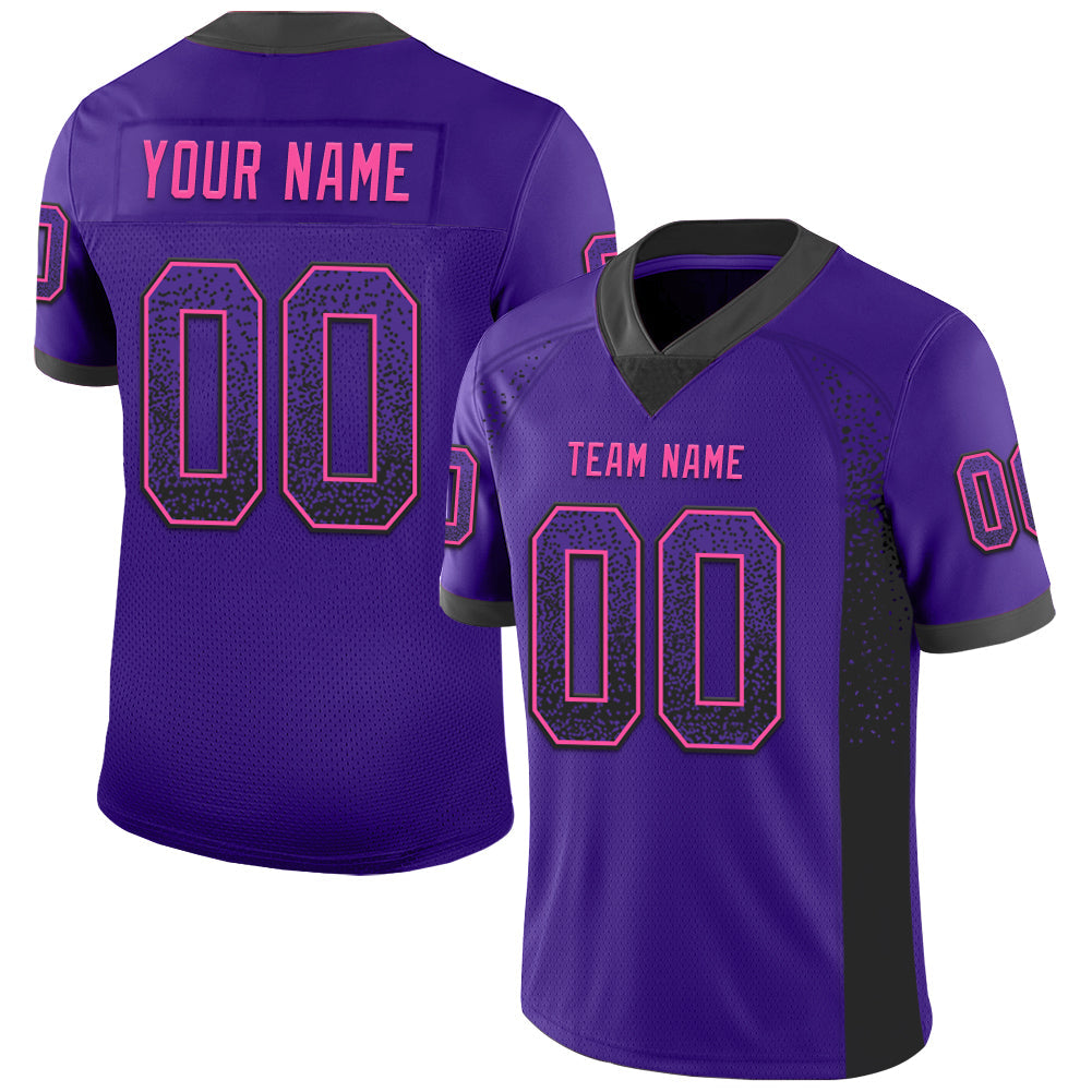 Custom Purple Black-Pink Mesh Drift Fashion Football Jersey - Sky-Custom