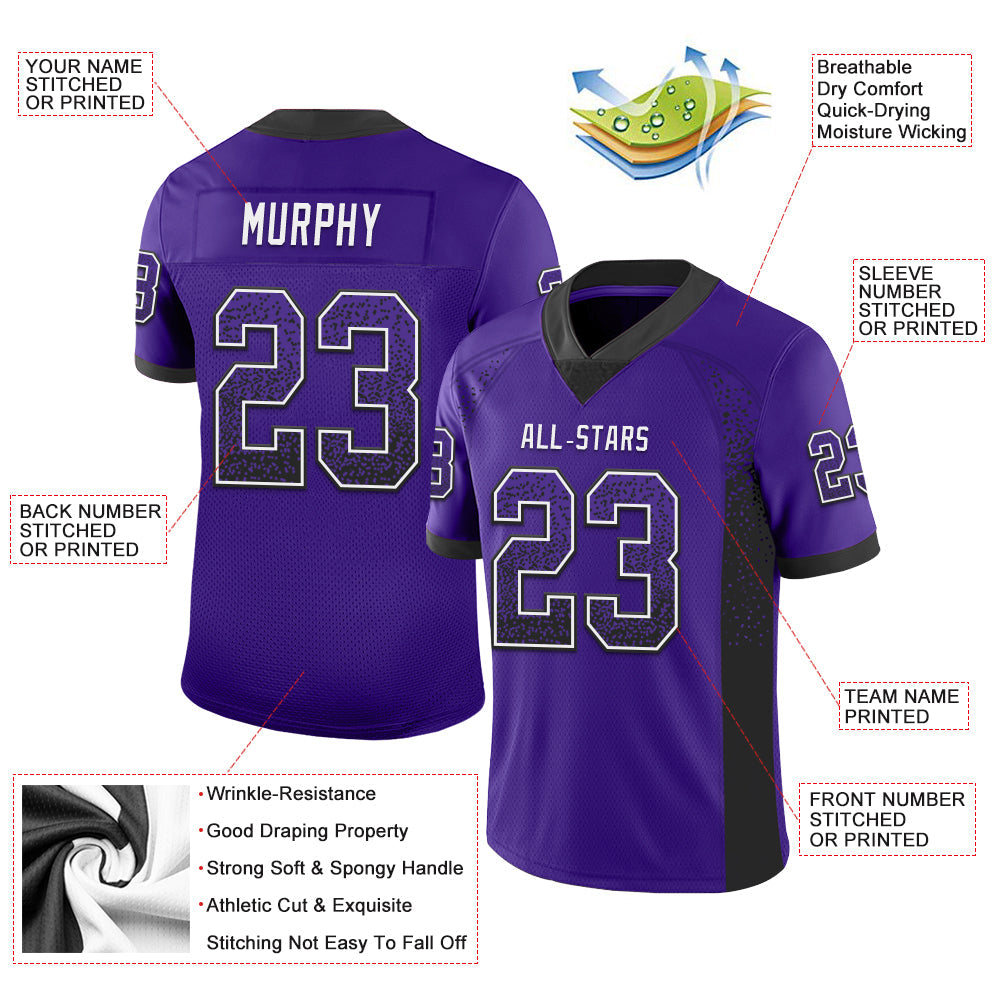 Custom Purple Black-White Mesh Drift Fashion Football Jersey - Sky-Custom