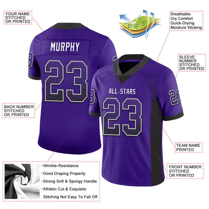 Custom Purple Black-White Mesh Drift Fashion Football Jersey - Sky-Custom