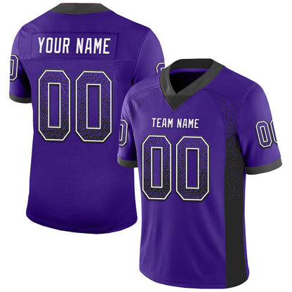 Custom Purple Black-White Mesh Drift Fashion Football Jersey - Sky-Custom