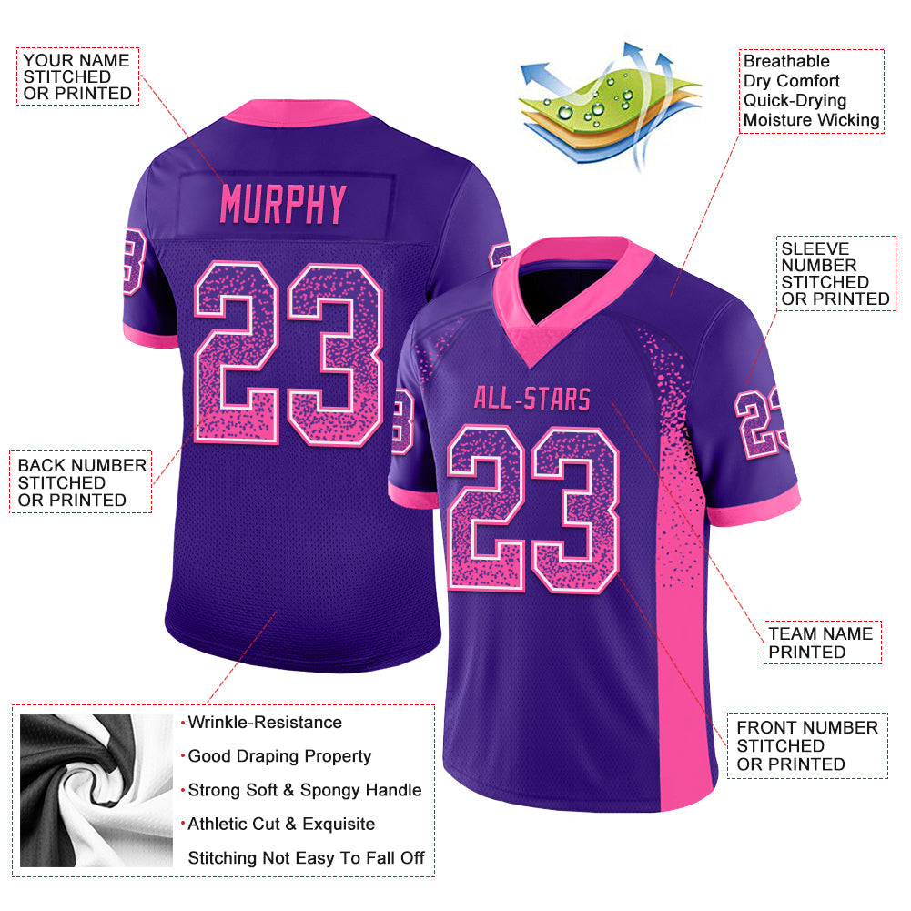 Custom Purple Pink-White Mesh Drift Fashion Football Jersey - Sky-Custom