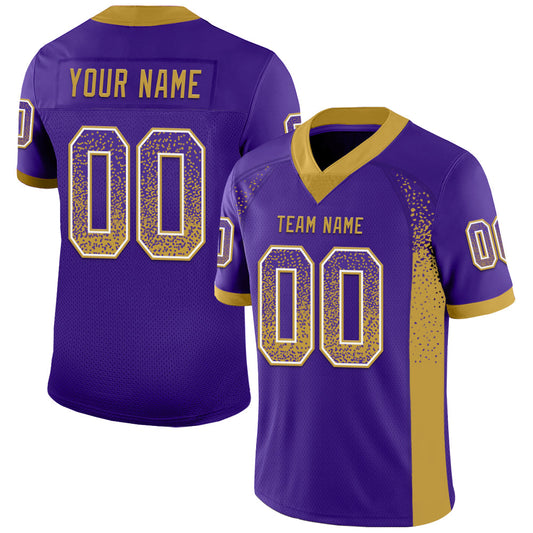 Custom Purple Old Gold-White Mesh Drift Fashion Football Jersey - Sky-Custom