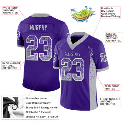 Custom Purple Gray-White Mesh Drift Fashion Football Jersey - Sky-Custom