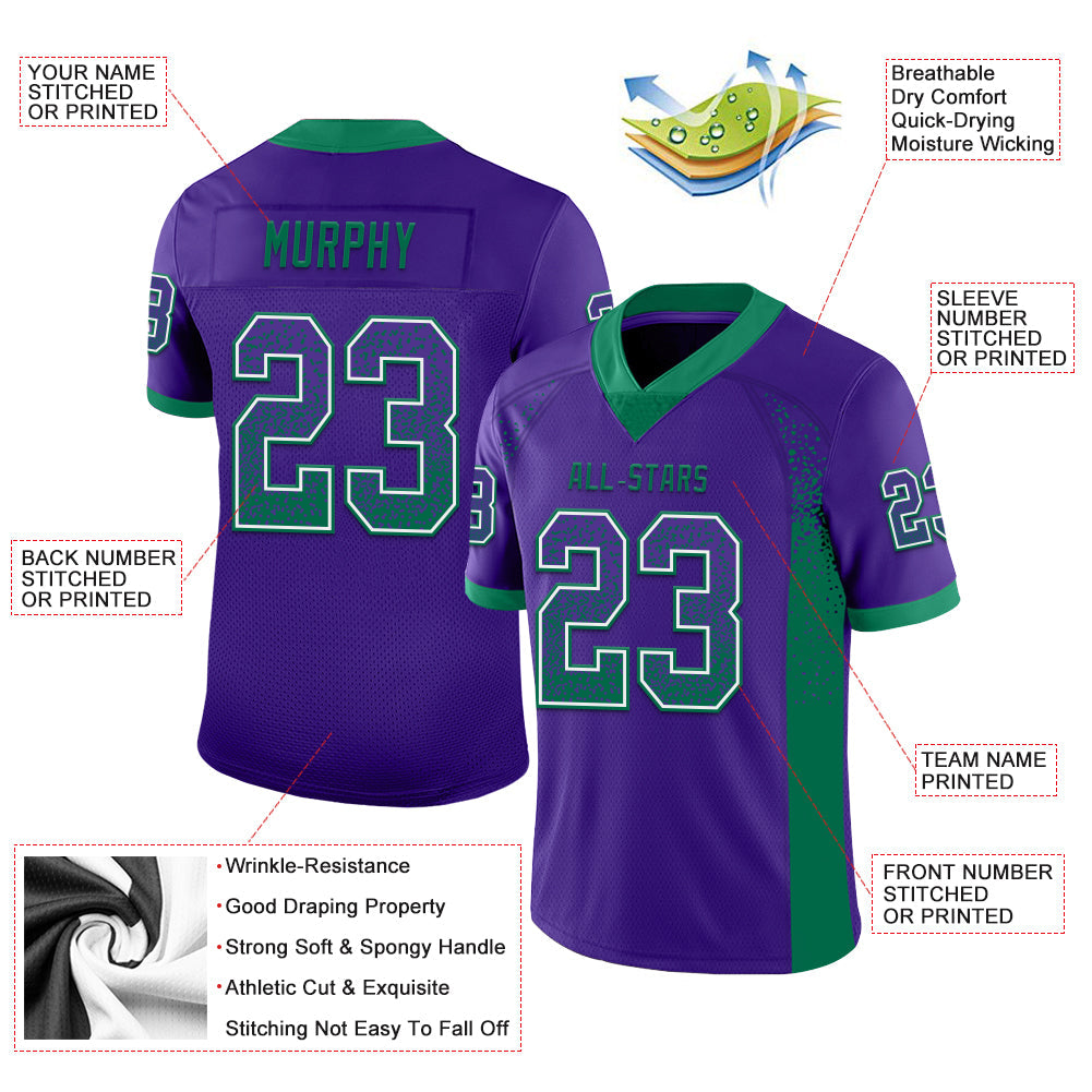 Custom Purple Kelly Green-White Mesh Drift Fashion Football Jersey - Sky-Custom