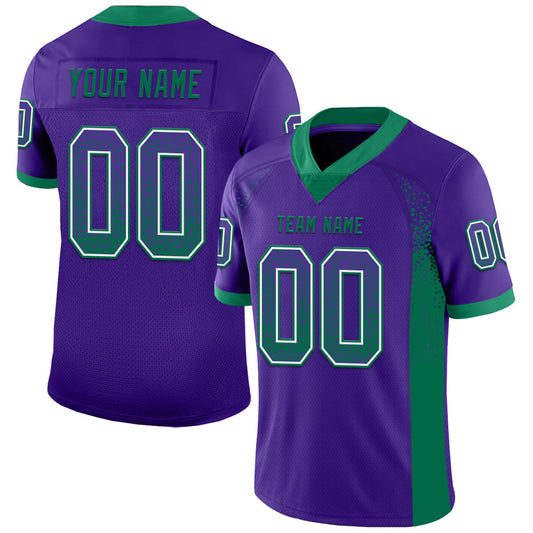 Custom Purple Kelly Green-White Mesh Drift Fashion Football Jersey - Sky-Custom