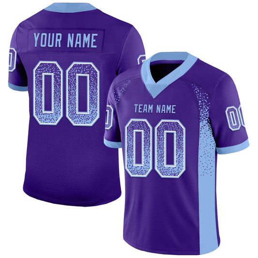 Custom Purple Light Blue-White Mesh Drift Fashion Football Jersey - Sky-Custom
