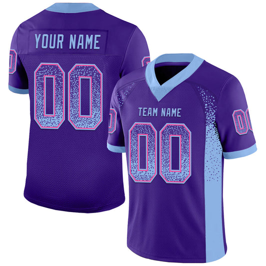 Custom Purple Light Blue-Pink Mesh Drift Fashion Football Jersey - Sky-Custom