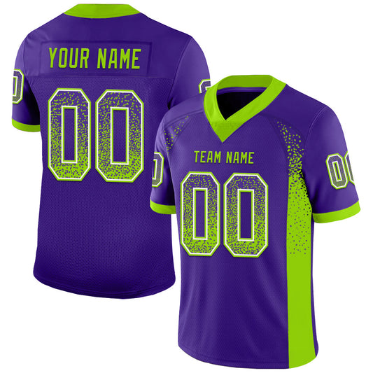Custom Purple Neon Green-White Mesh Drift Fashion Football Jersey - Sky-Custom