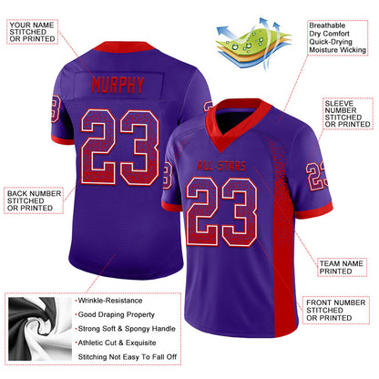 Custom Purple Red-White Mesh Drift Fashion Football Jersey - Sky-Custom