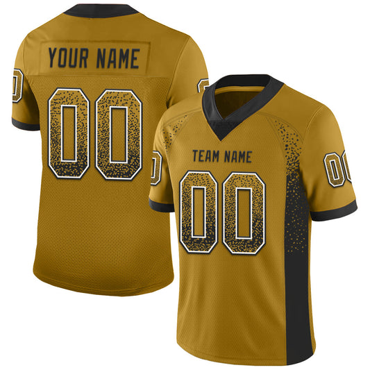 Custom Old Gold Black-White Mesh Drift Fashion Football Jersey - Sky-Custom