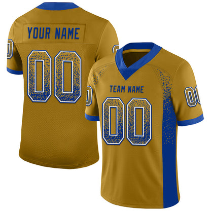 Custom Old Gold Royal-White Mesh Drift Fashion Football Jersey - Sky-Custom