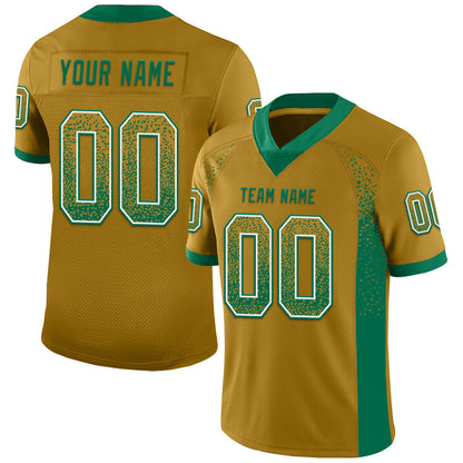 Custom Old Gold Kelly Green-White Mesh Drift Fashion Football Jersey - Sky-Custom