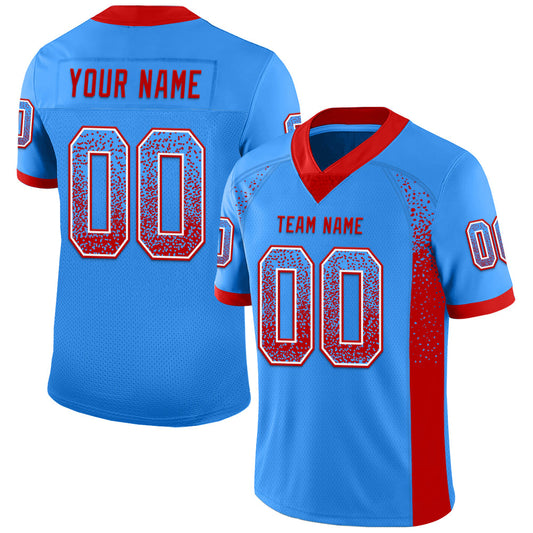 Custom Powder Blue Red-White Mesh Drift Fashion Football Jersey - Sky-Custom