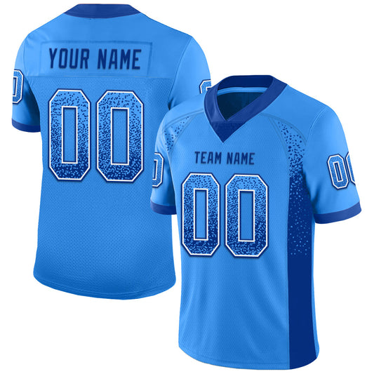 Custom Powder Blue Royal-White Mesh Drift Fashion Football Jersey - Sky-Custom