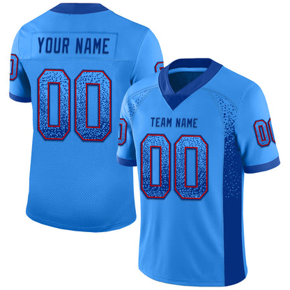 Custom Powder Blue Royal-Red Mesh Drift Fashion Football Jersey - Sky-Custom