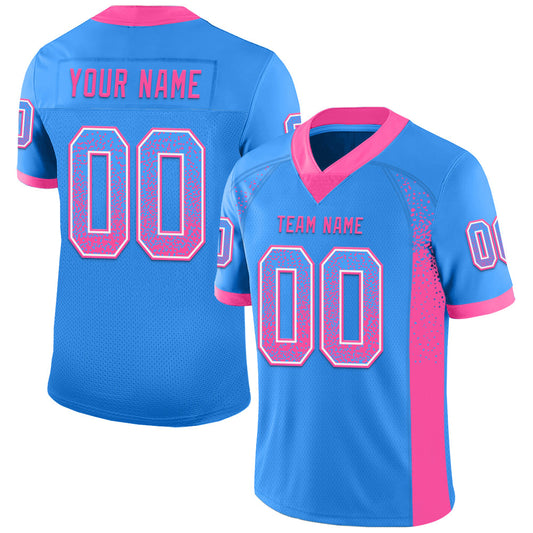 Custom Powder Blue Pink-White Mesh Drift Fashion Football Jersey - Sky-Custom