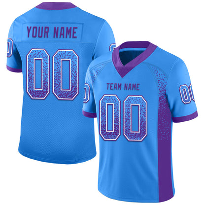Custom Powder Blue Purple-White Mesh Drift Fashion Football Jersey - Sky-Custom