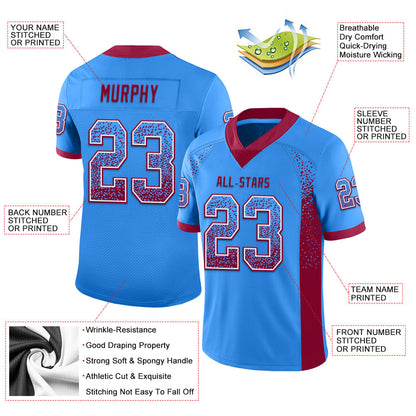 Custom Powder Blue Maroon-White Mesh Drift Fashion Football Jersey - Sky-Custom