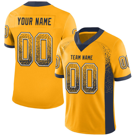 Custom Gold Navy-White Mesh Drift Fashion Football Jersey - Sky-Custom