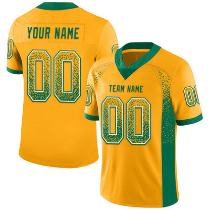 Custom Gold Kelly Green-White Mesh Drift Fashion Football Jersey - Sky-Custom
