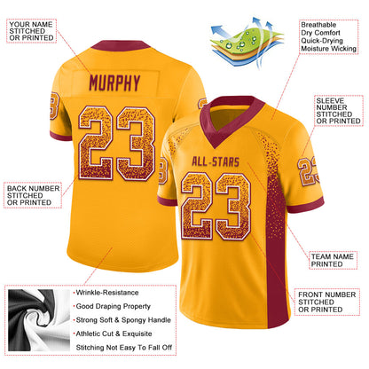 Custom Gold Crimson-White Mesh Drift Fashion Football Jersey - Sky-Custom