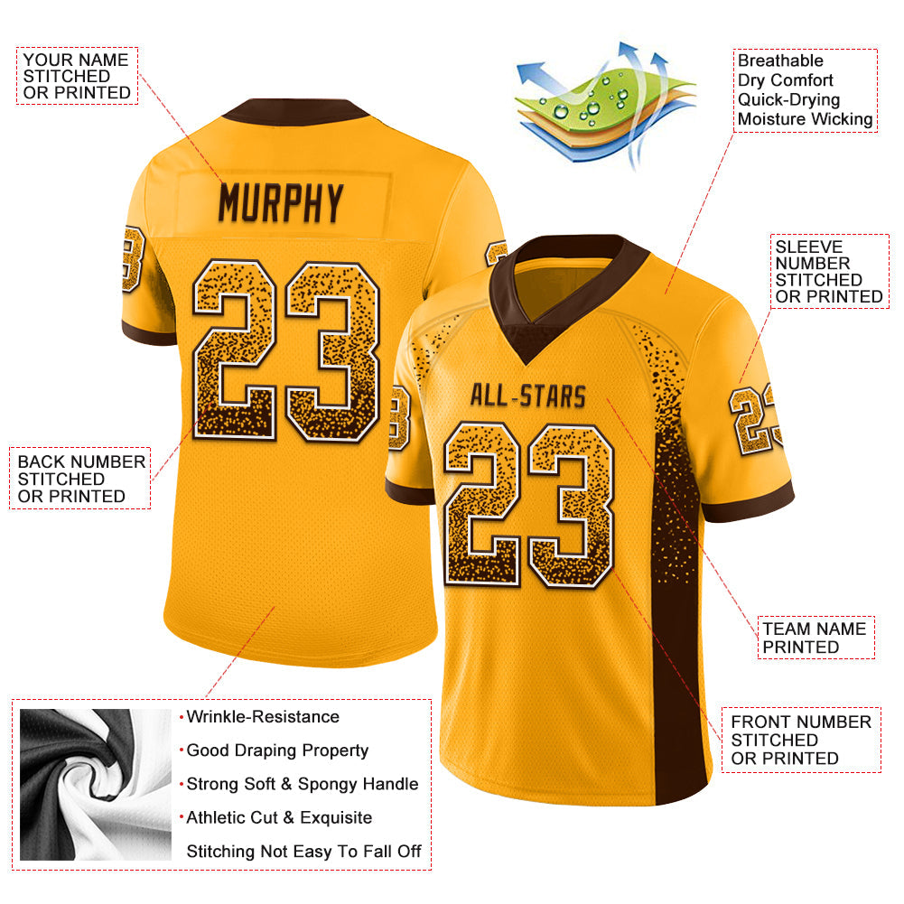 Custom Gold Brown-White Mesh Drift Fashion Football Jersey - Sky-Custom