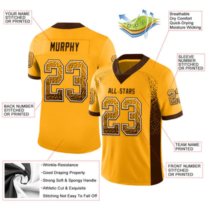 Custom Gold Brown-White Mesh Drift Fashion Football Jersey - Sky-Custom