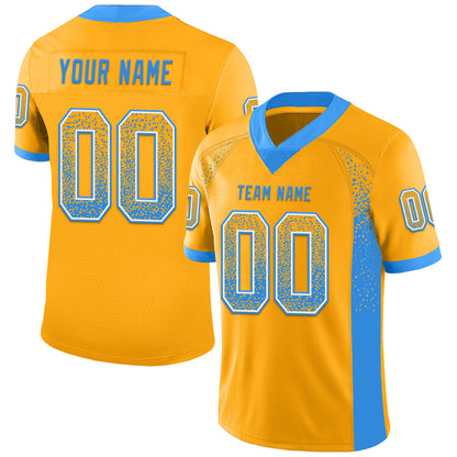 Custom Gold Powder Blue-White Mesh Drift Fashion Football Jersey - Sky-Custom
