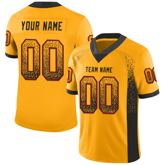 Custom Gold Black-Red Mesh Drift Fashion Football Jersey - Sky-Custom