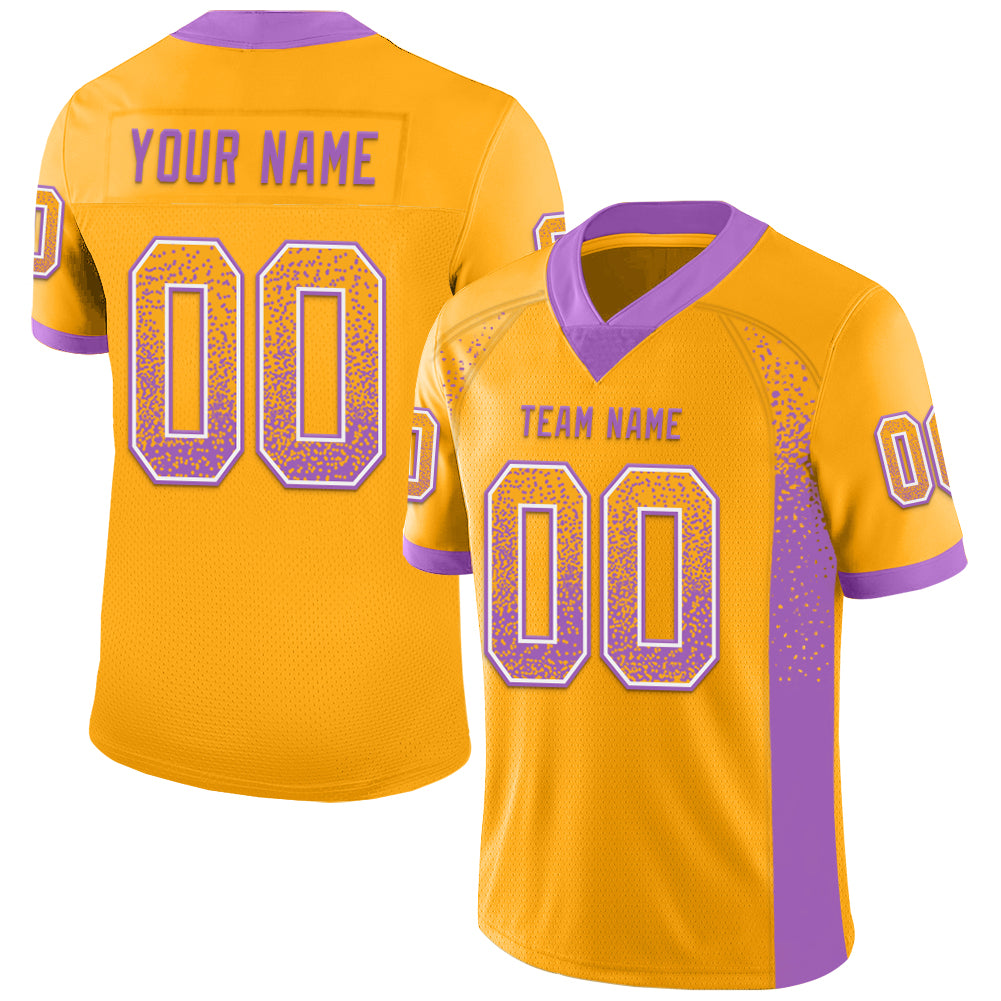 Custom Gold Medium Purple-White Mesh Drift Fashion Football Jersey - Sky-Custom