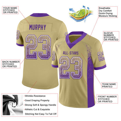 Custom Vegas Gold Purple-White Mesh Drift Fashion Football Jersey - Sky-Custom