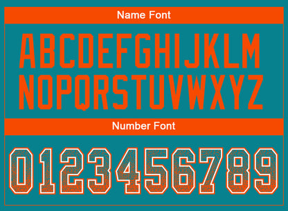 Custom Teal Orange-White Mesh Drift Fashion Football Jersey - Sky-Custom