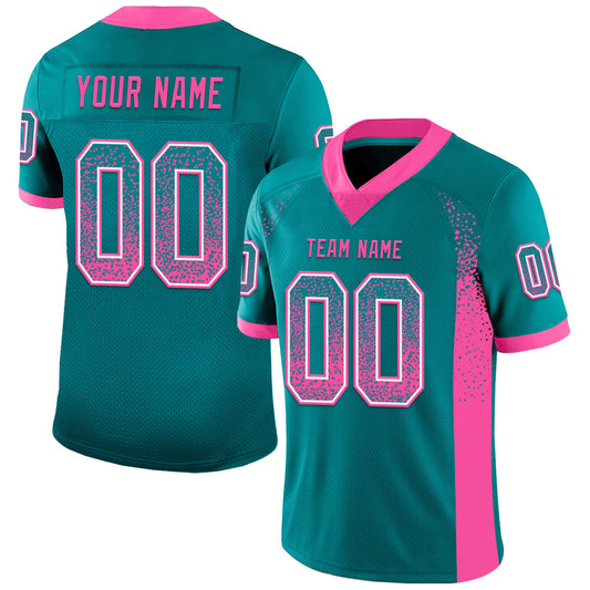 Custom Teal Pink-White Mesh Drift Fashion Football Jersey - Sky-Custom
