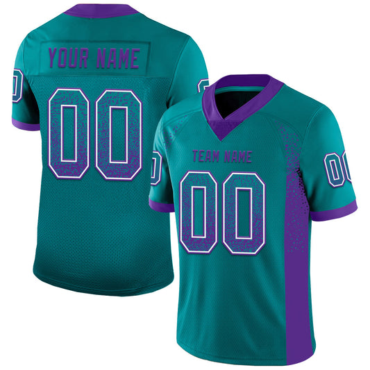Custom Teal Purple-White Mesh Drift Fashion Football Jersey - Sky-Custom