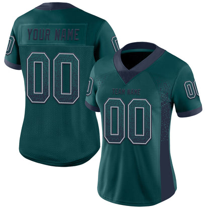 Custom Midnight Green Navy-Gray Mesh Drift Fashion Football Jersey - Sky-Custom