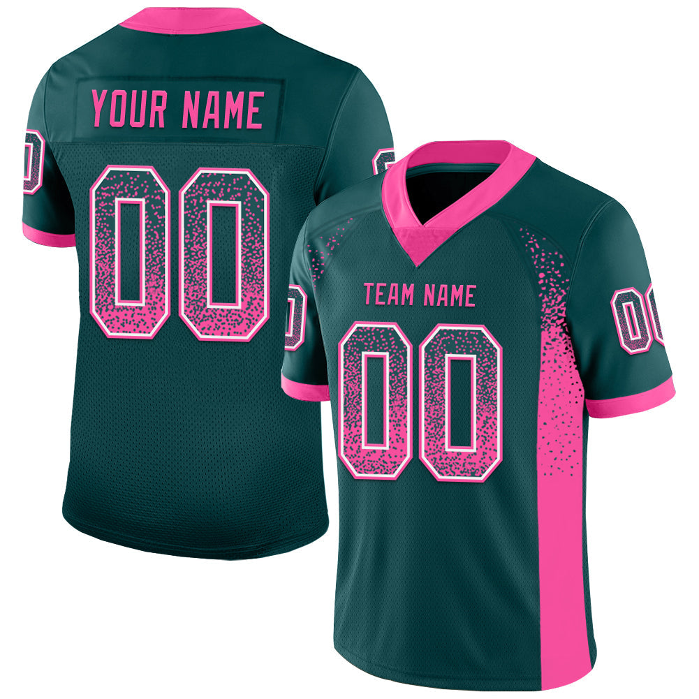 Custom Midnight Green Pink-White Mesh Drift Fashion Football Jersey - Sky-Custom