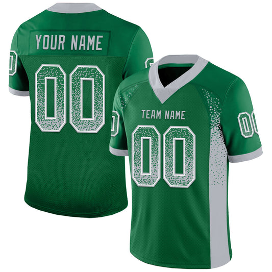 Custom Kelly Green Gray-White Mesh Drift Fashion Football Jersey - Sky-Custom