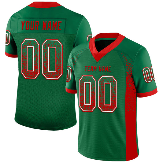 Custom Kelly Green Red-White Mesh Drift Fashion Football Jersey - Sky-Custom