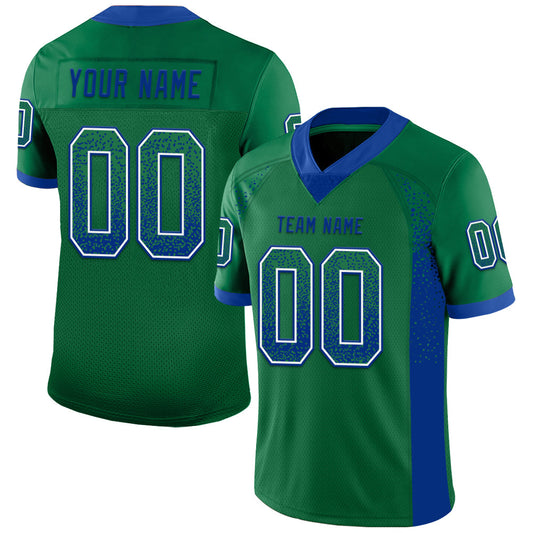 Custom Kelly Green Royal-White Mesh Drift Fashion Football Jersey - Sky-Custom