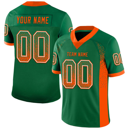 Custom Kelly Green Orange-White Mesh Drift Fashion Football Jersey - Sky-Custom