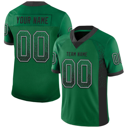 Custom Kelly Green Black-Gray Mesh Drift Fashion Football Jersey - Sky-Custom