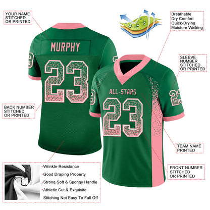 Custom Kelly Green Medium Pink-White Mesh Drift Fashion Football Jersey - Sky-Custom