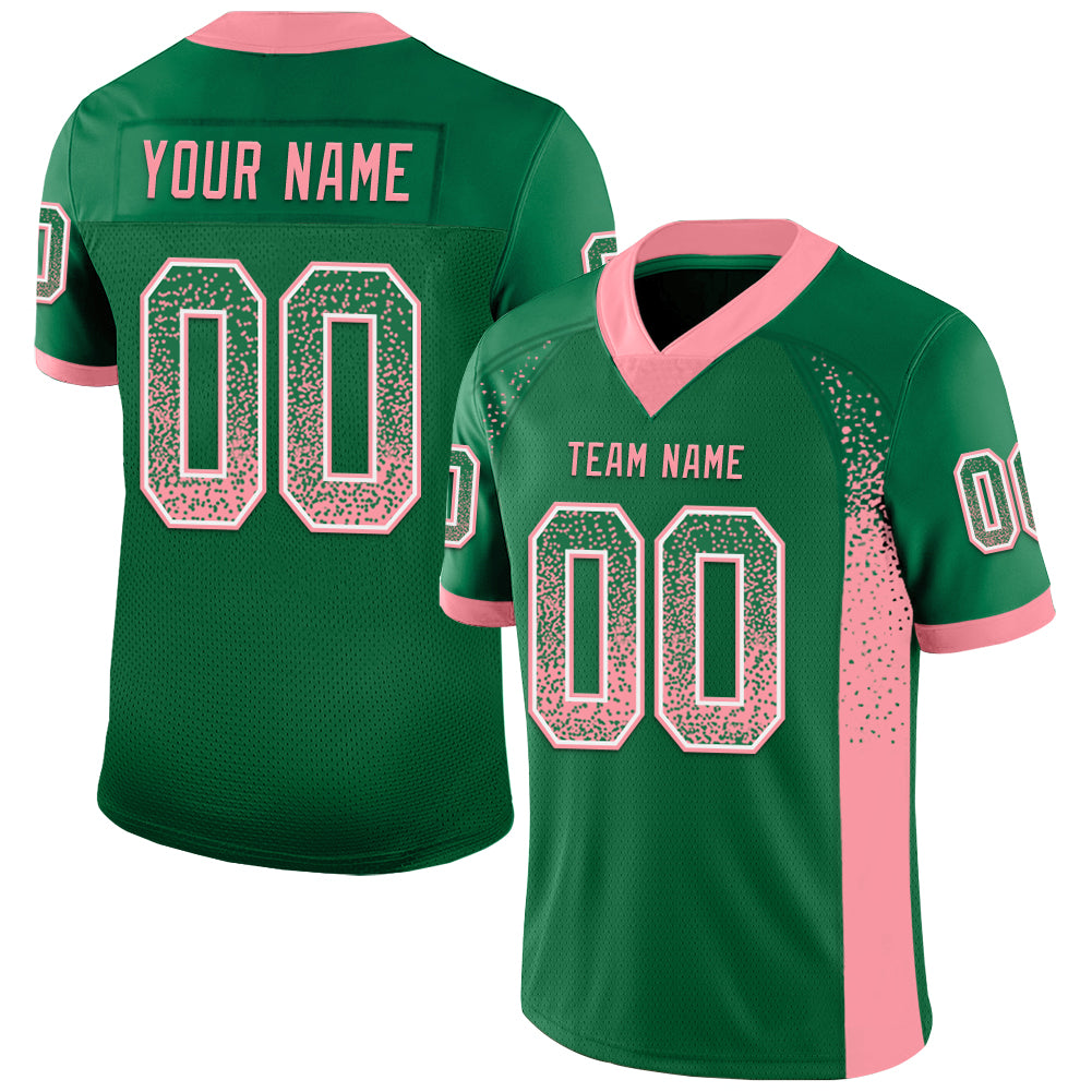 Custom Kelly Green Medium Pink-White Mesh Drift Fashion Football Jersey - Sky-Custom