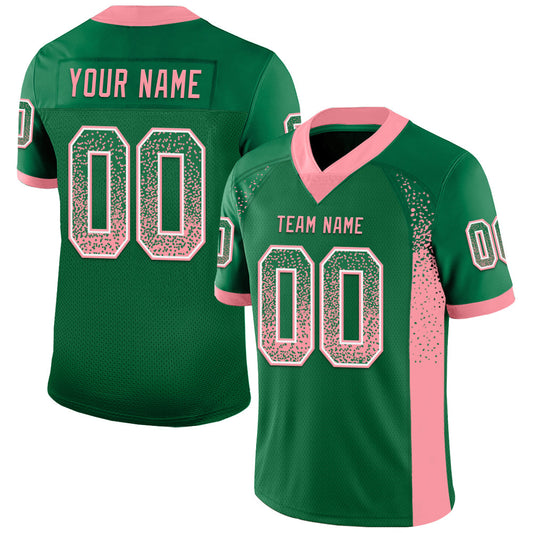 Custom Kelly Green Medium Pink-White Mesh Drift Fashion Football Jersey - Sky-Custom