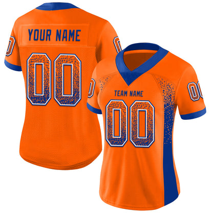 Custom Orange Royal-White Mesh Drift Fashion Football Jersey - Sky-Custom
