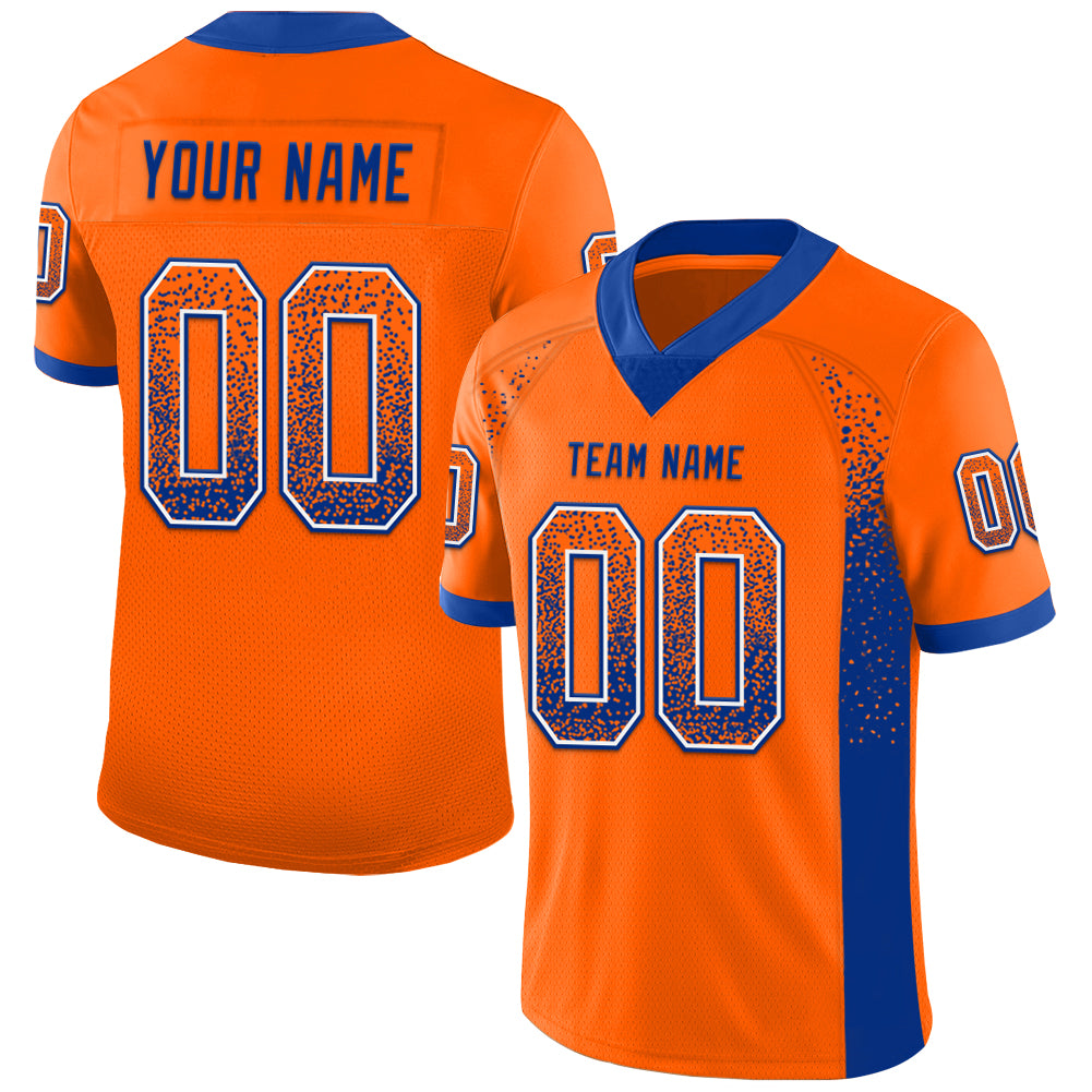 Custom Orange Royal-White Mesh Drift Fashion Football Jersey - Sky-Custom