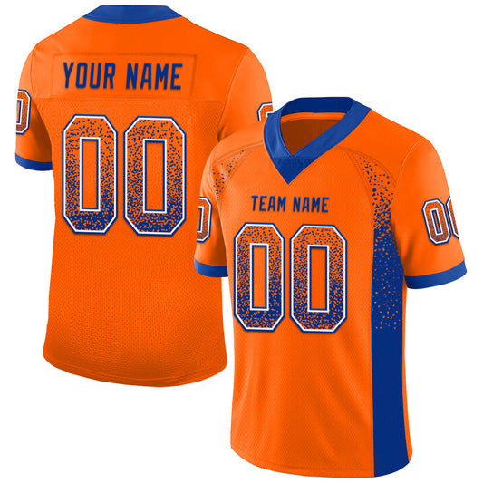Custom Orange Royal-White Mesh Drift Fashion Football Jersey - Sky-Custom