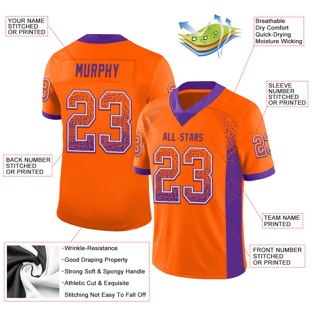 Custom Orange Purple-White Mesh Drift Fashion Football Jersey - Sky-Custom