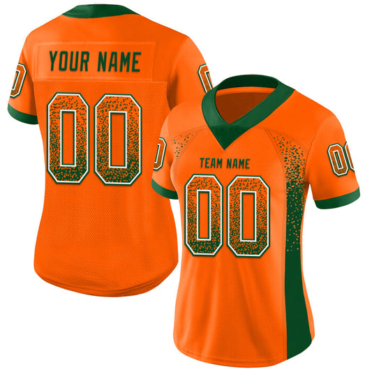 Custom Orange Green-White Mesh Drift Fashion Football Jersey - Sky-Custom